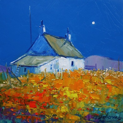 Croft in the moonlight Isle of Iona 12x12